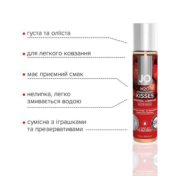 Змазка на водній основі System JO H2O &mdash; Strawberry Kiss без цукру, рослинний гліцерин ON0216 фото